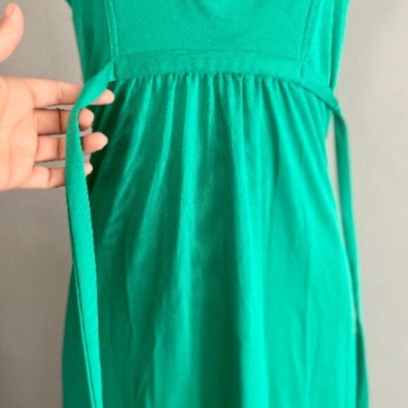 Vintage 70s Summer dress With attached belt in green size S short sleeves. - Picture 8 of 10